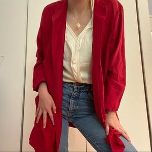 Silk Red Long Boho Blouse